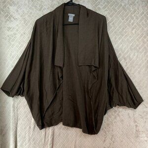 Ann Taylor Womens M Cardigan Sweater Brown Silk Cashmere Blend Lightweight